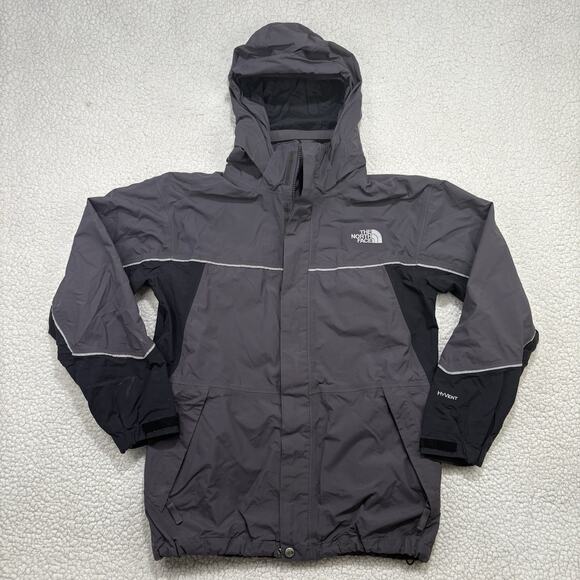 The North Face Other - The North Face Hyvent Jacket Boys XL Gray Black Hiking Hooded Outdoor Rain Youth